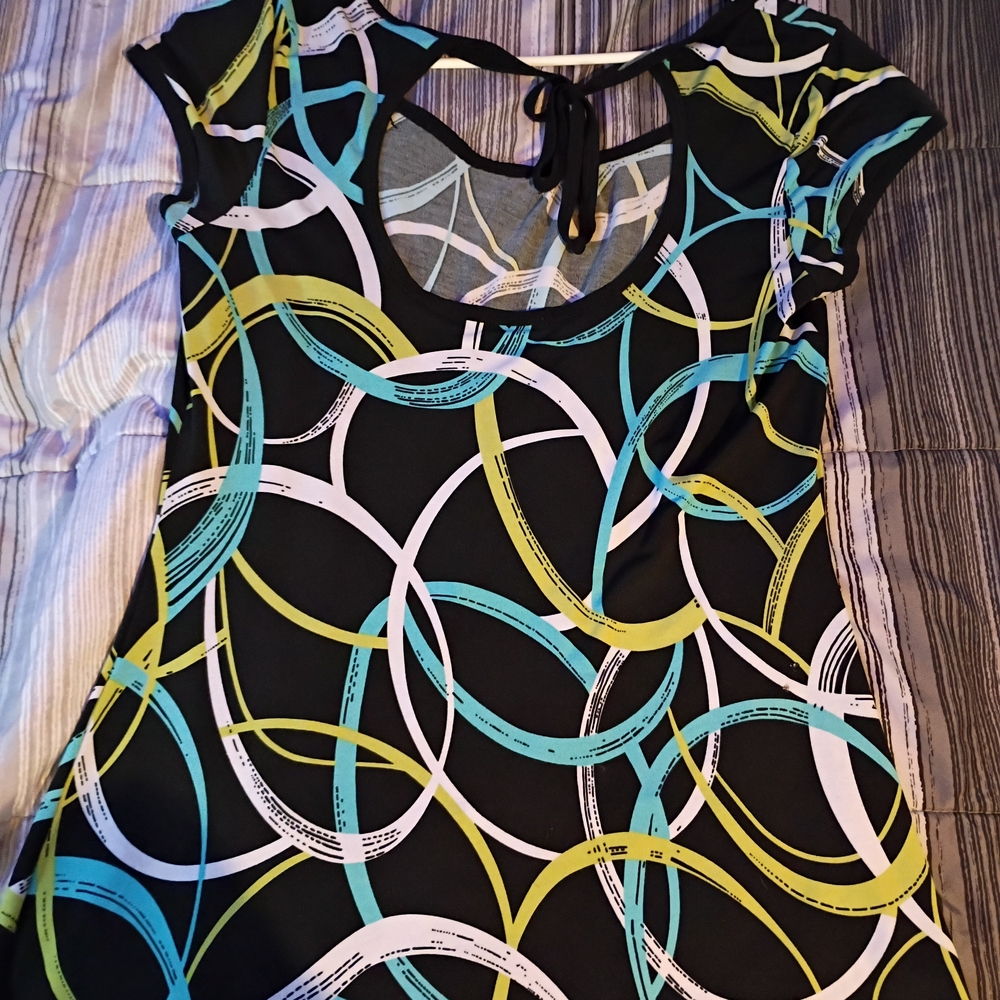 Women's Circle Patterned Blouse - Black, Blue, Green